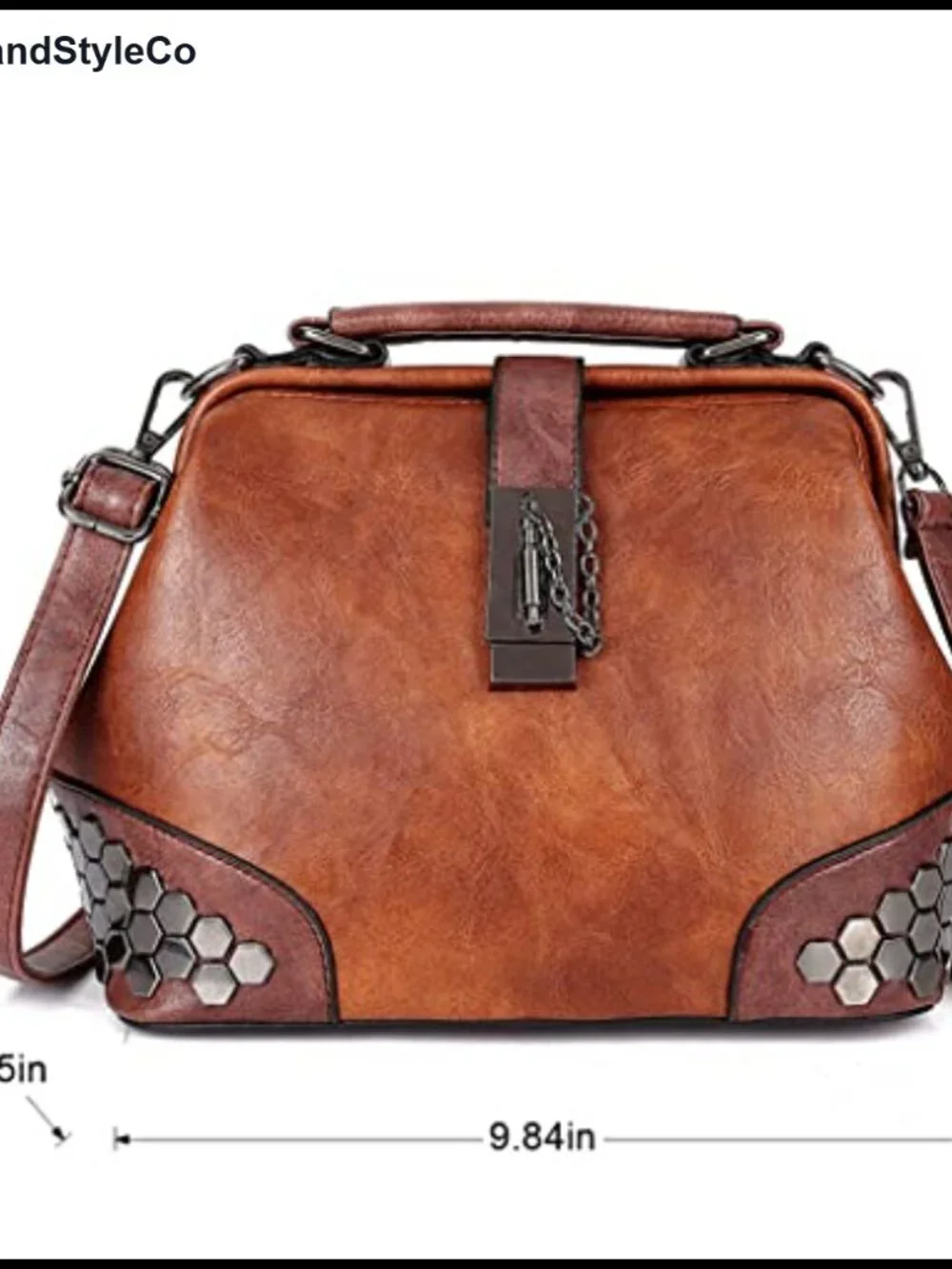 Gothic Studded Doctor Bag Vegan Leather Crossbody Satchel Purse